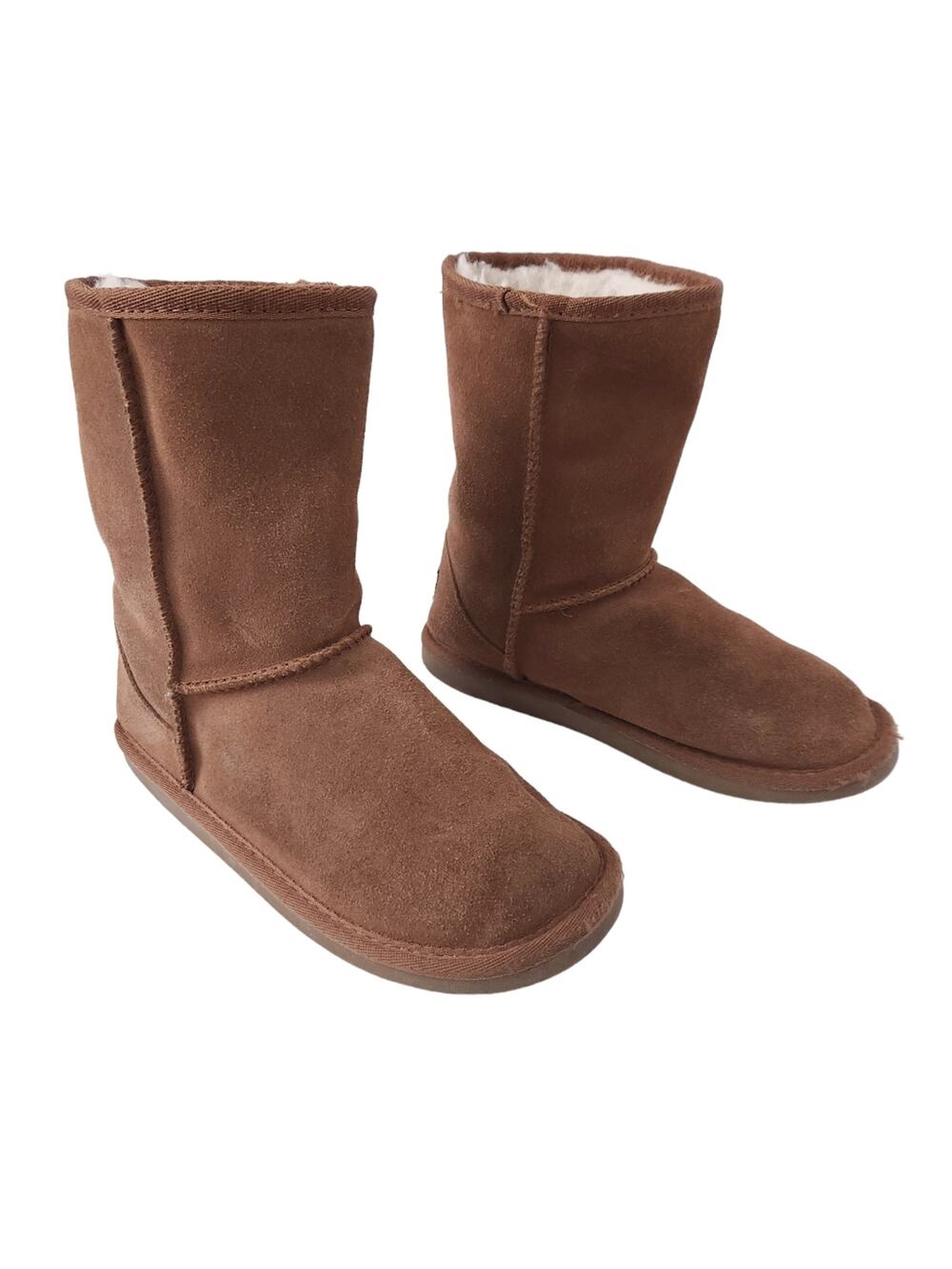 Ukala Suede Boots Size 4 Kids Wool Mid-Calf Winter Boots Brown